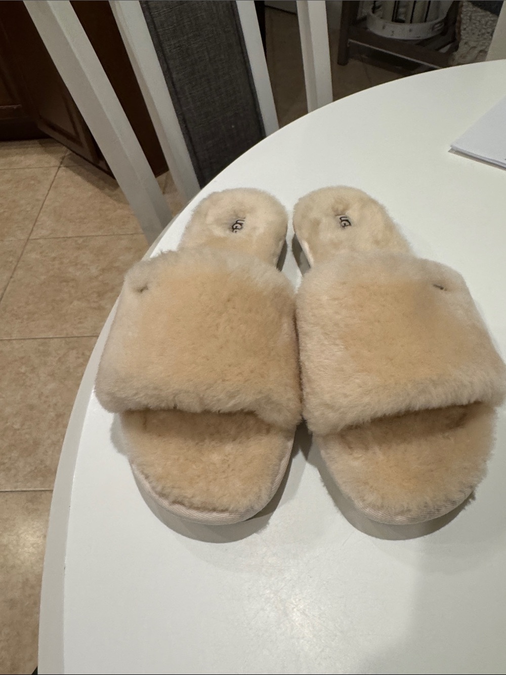 UGG Cozy Plush Slide Slippers in Beige